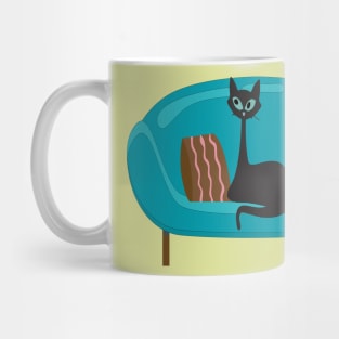 Retro Kitty Sitting on a Mid Century Sofa Mug